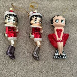 Red and Silver Betty Boop Christmas Ornaments
